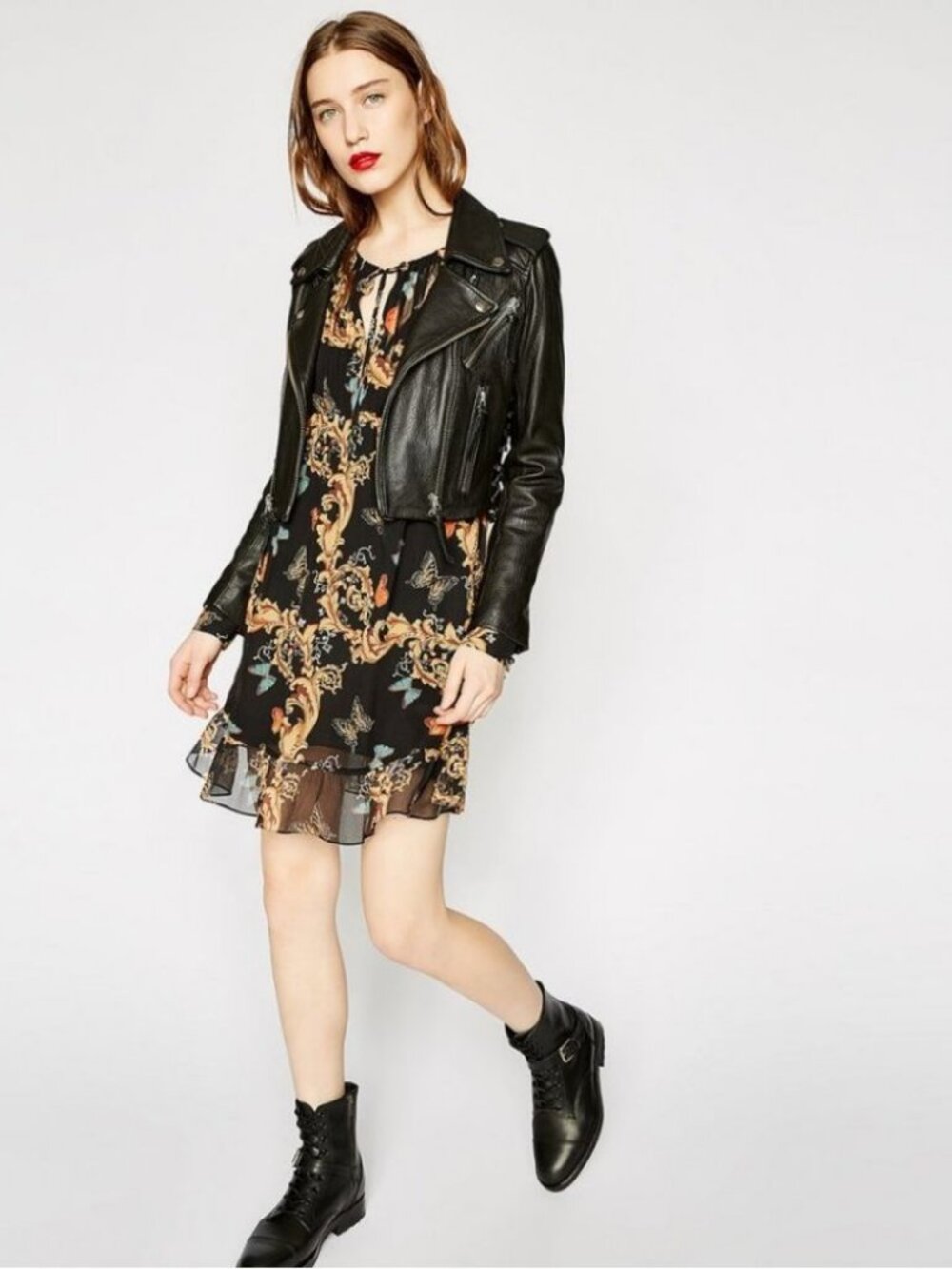 The Kooples Royal Butterfly Dress Multi Size Medium Silk Baroque